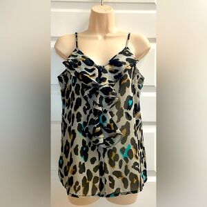 Forever 21 Leopard Print Adjustable Spaghetti Strap Top Blouse Size Medium
